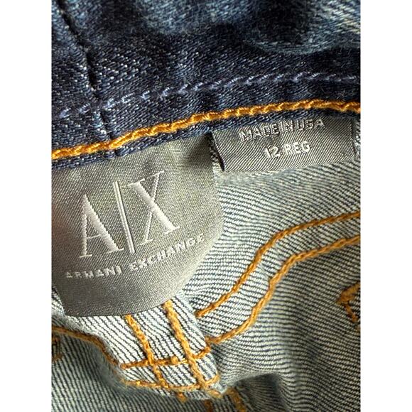 Vintage Y2K A/X Armani Exchange Jeans Women 12 R 32x32 Boot Low Rise Distressed - Picture 3 of 10
